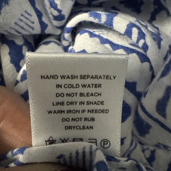 Roller Rabbit embroidered white & Blue Tunic top size small Floral Coverup - Picture 8 of 9